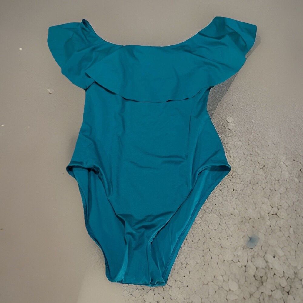 Trina Turk Women Off Shoulder Ruffle Bandeau One Piece Swimsuit‎ NWT $154 Size 6